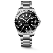 Longines Hydroconquest 42mm L3.788.4.56.6 - bracciale e cassa acciaio - quadrante nero lucido e ghiera nera